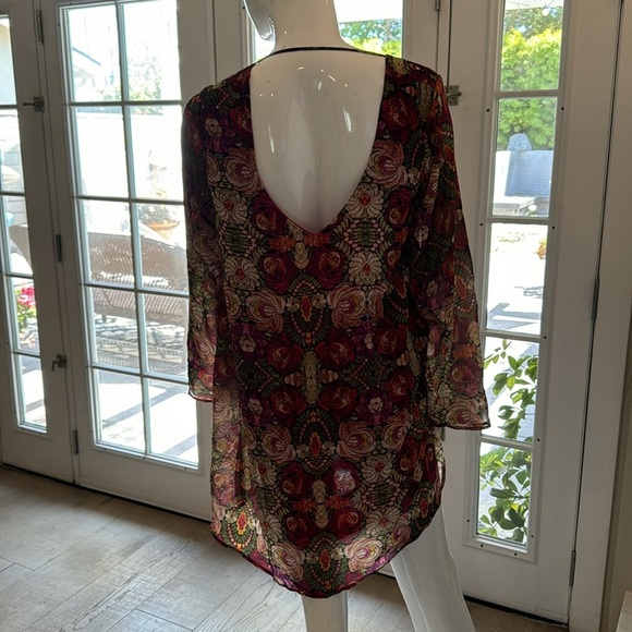 Show Me Your MuMu Gabby Low Back Swingy Floral Chiffon Mini Dress Size Medium - Picture 7 of 13